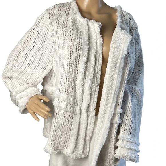 NIC & Zoe playful Jacket XXL,fray,fringes,white Boxy,cotton,cottagecore EC - Picture 4 of 14